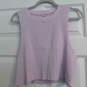 aerie Ribbed Sleeveless Crop Tank - Light Lavender